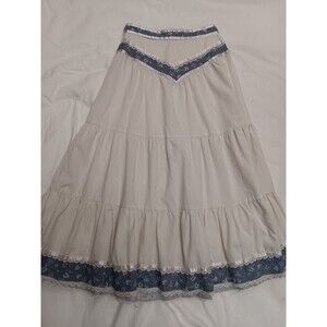 Gunney Sax Style #45036 White Blue Floral Trim Prairie Skirt size S